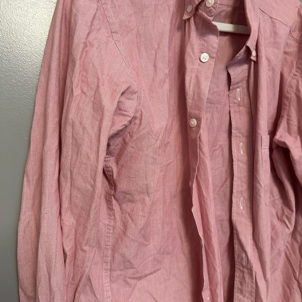 Jcrew Men Red Thin Striped Shirt Medium Condition 8.5/10 no flaws